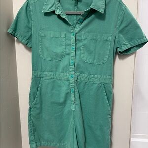 bp Green Button-Up Romper